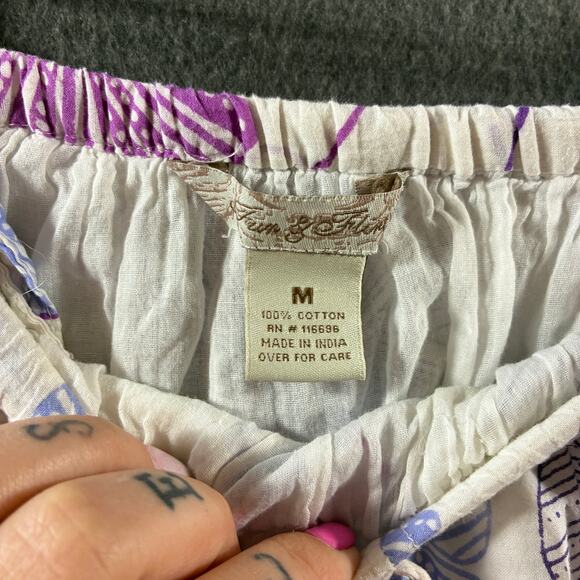 vtg women cotton maxi skirt medium purple floral fairy dainty feminine western - Picture 4 of 4